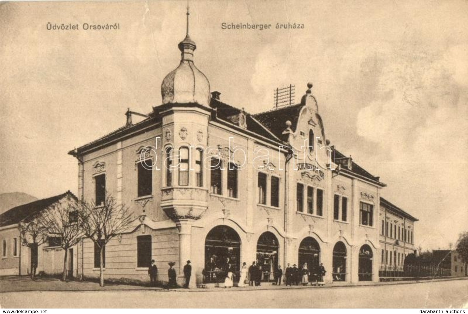 T3 1913 Orsova, Scheinberger Mór áruháza, üzlete. Kiadja Hutterer G. Nr. 105. / Shop Of Scheinberger (fa) - Sin Clasificación