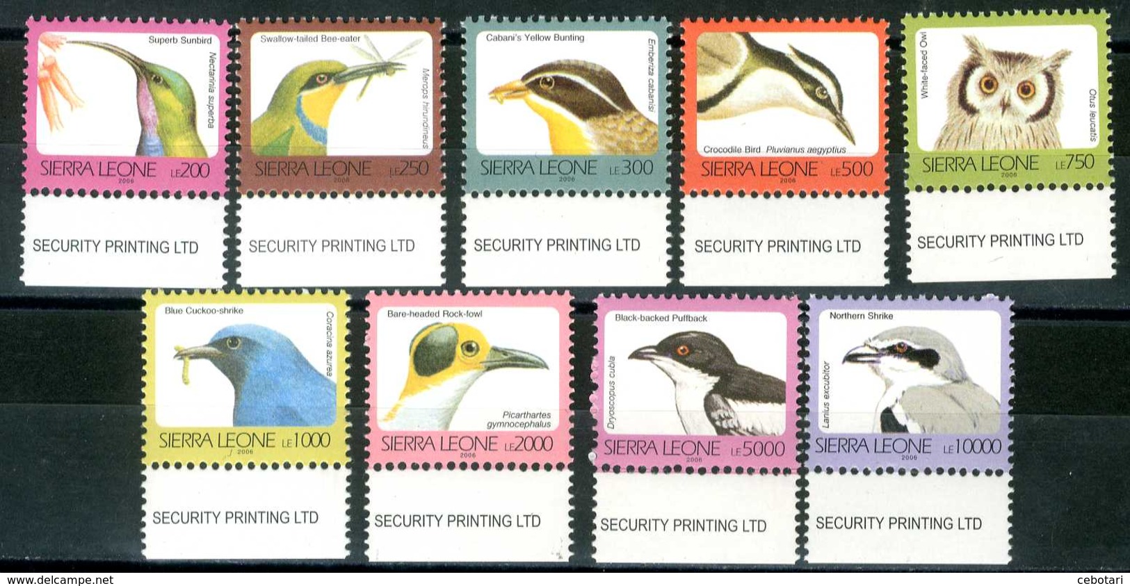 SIERRA LEONE 2006** Uccelli / Birds - 9 Val. MNH (set Completo), Come Da Scansione. - Altri & Non Classificati