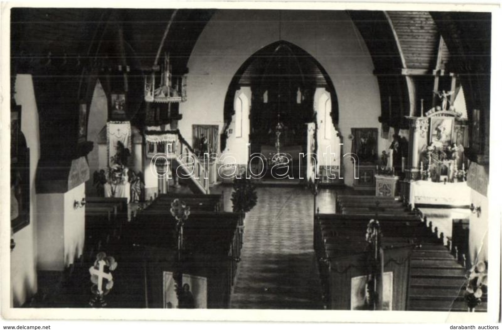T2/T3 1938 Erdőtka, Erdutka, Oravská Lesná; Római Katolikus Templom, Belső / Catholic Church Interior. Photo (EB) - Zonder Classificatie