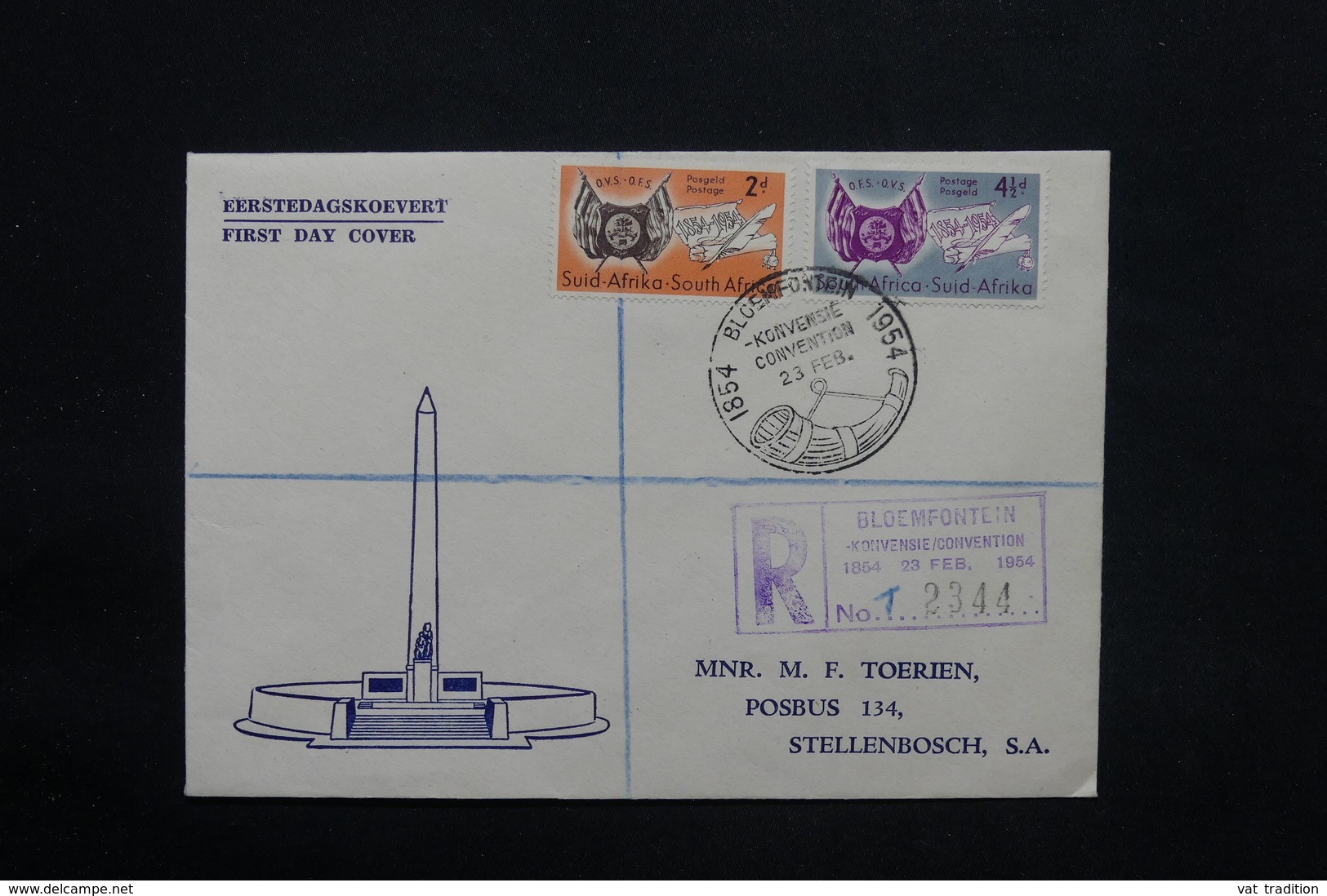 AFRIQUE DU SUD - Enveloppe FDC En 1954 En Recommandé Pour Stellenbosch - L 25148 - FDC