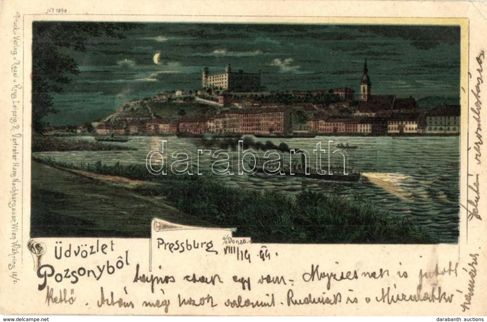 * T2/T3 1899 Pozsony, Pressburg, Bratislava; Vár, Este / Castle At Night. Regel & Krug No. 1898. Litho (EK) - Sin Clasificación