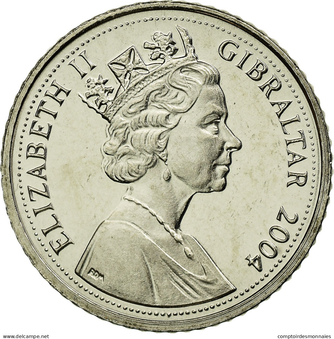 Monnaie, Gibraltar, Elizabeth II, Tercentenary 1704-2004, 5 Pence, 2004, Pobjoy - Bahama's