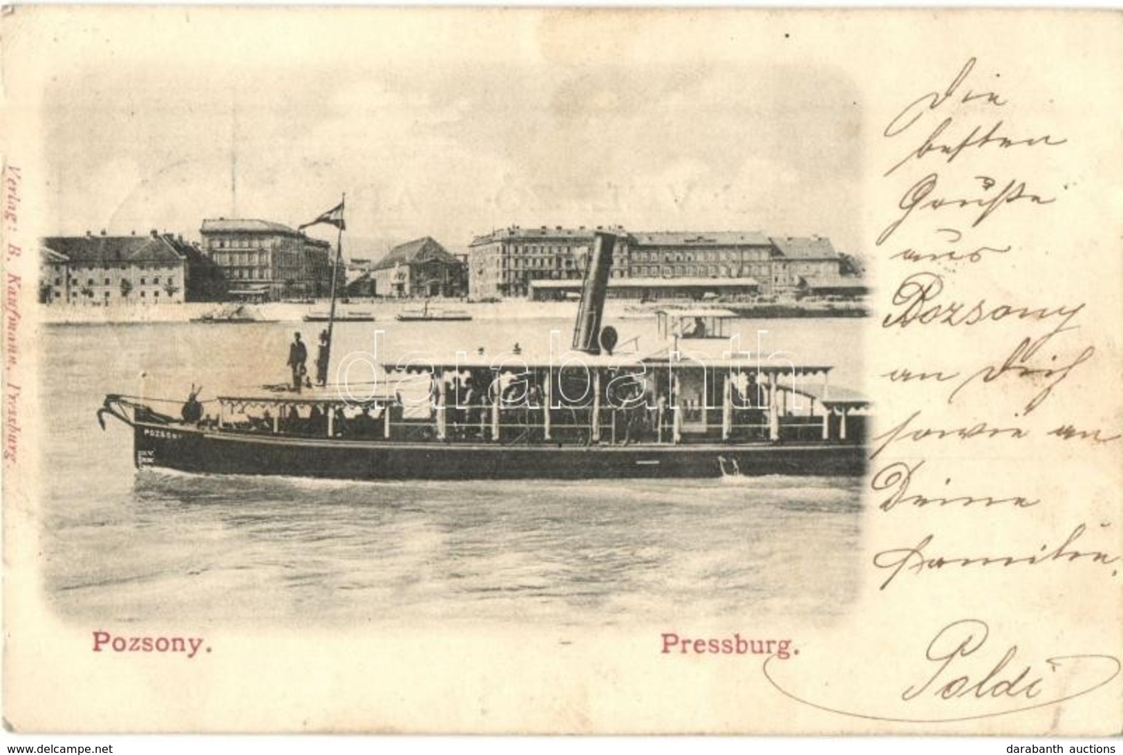 T2 1901 Pozsony, Pressburg, Bratislava; Pozsony Gőzüzemű Csavaros Személyhajó és átkelőhajó / 'Pozsony' Screw Propelled  - Sin Clasificación