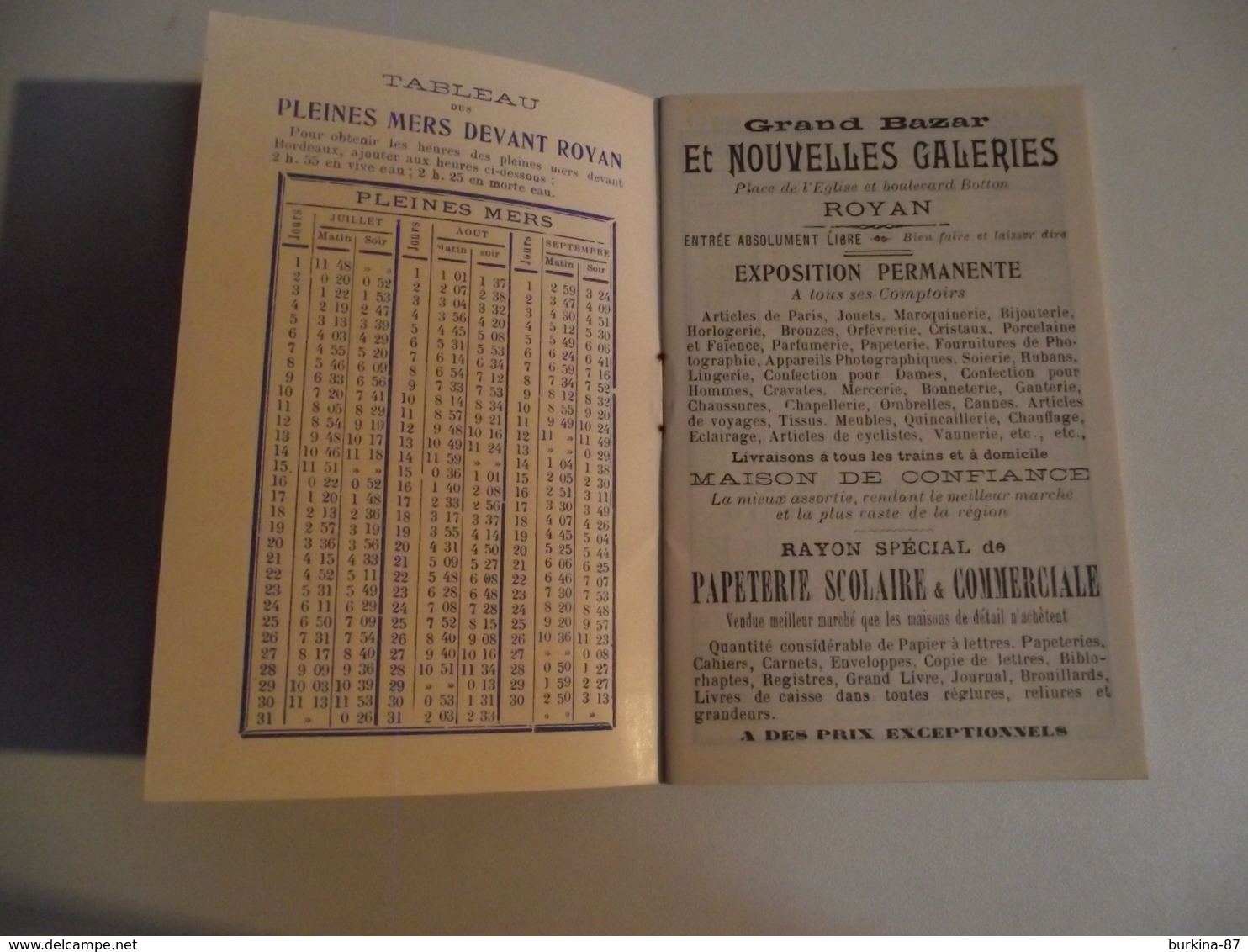 ROYAN, Petit Guide Regional Offert Par Les Nouvelles Galeries, 1906 - Werbung