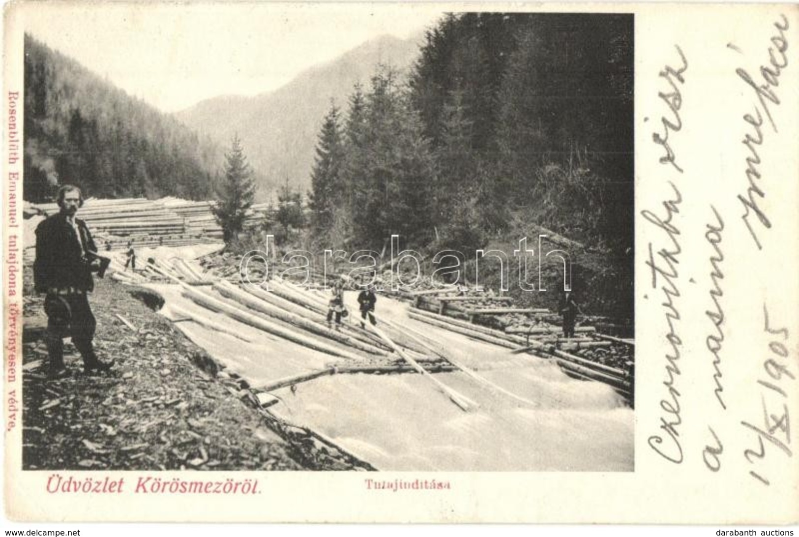 T2/T3 1905 Kőrösmező, Jaszinya, Jasina, Yasinia; Tutaj Indítása. Kiadja Rosenblüth Emanuel / Launching A Raft, Folklore  - Ohne Zuordnung