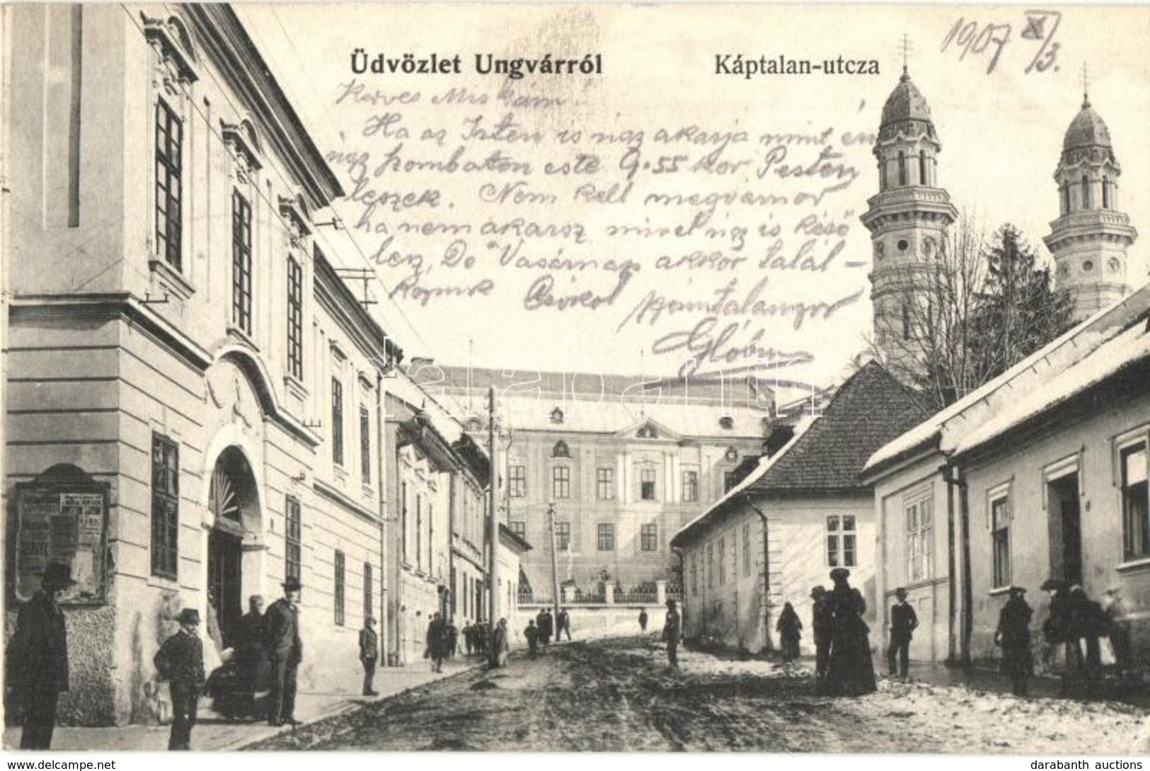 T2/T3 1907 Ungvár, Uzshorod, Uzhorod; Káptalan Utca, Görögkatolikus Templom, Székesegyház. Kiadja Gellis Miksa / Street  - Sin Clasificación