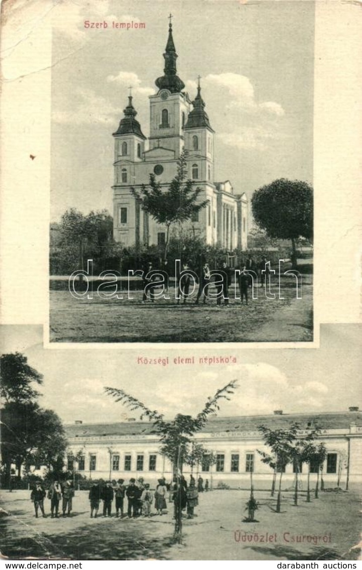 T3 Csurog, Curug; Szerb Ortodox Templom, Községi Elemi Iskola, Gyerekek. W. L. Bp. 2274-75. / Serbian Orthodox Church, E - Non Classés