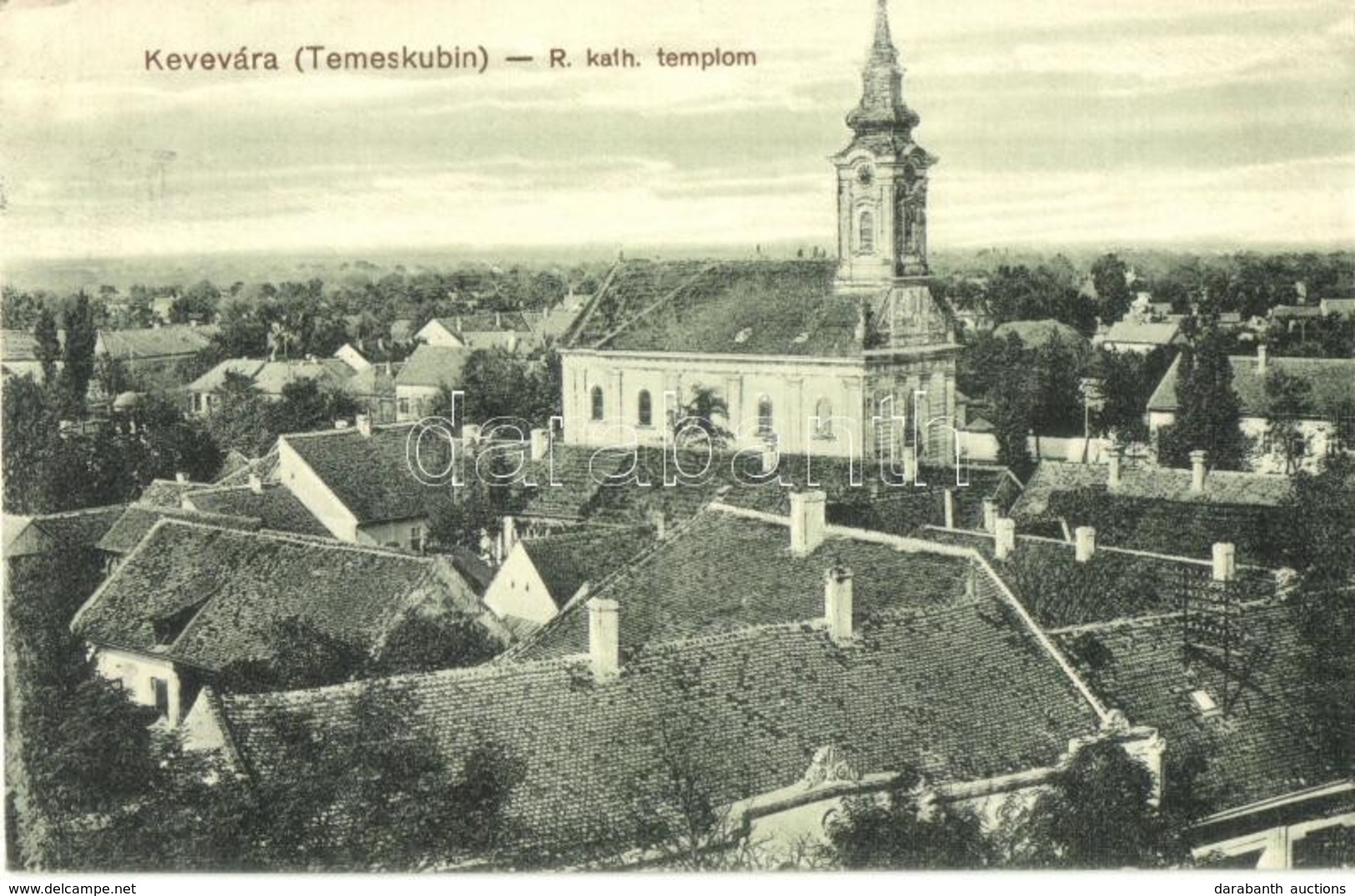 T2/T3 1916 Kevevára, Temeskubin, Kovin; Látkép, Római Katolikus Templom. Müller J. Béla Amatőr Felvétele / General View  - Ohne Zuordnung