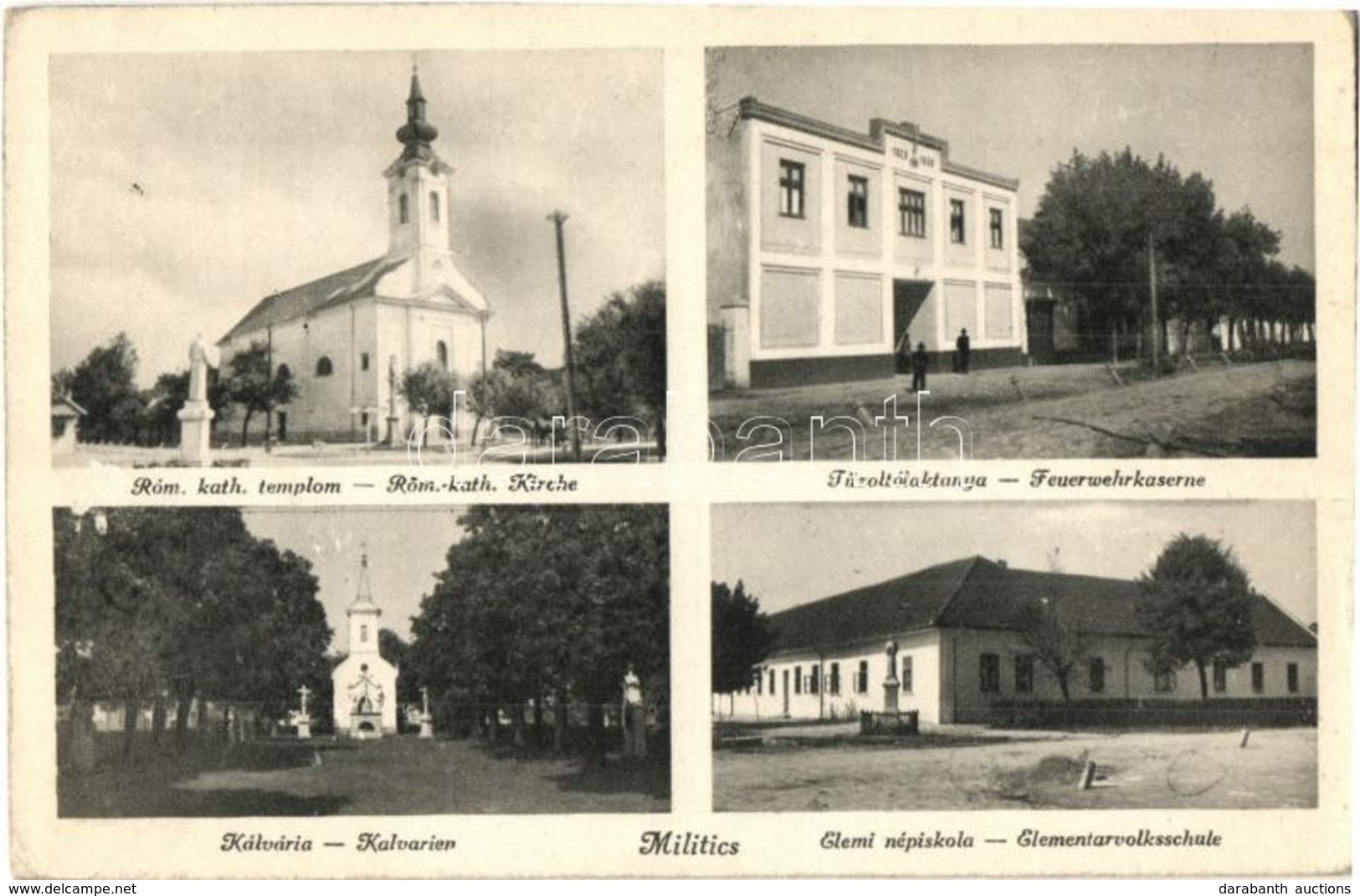 ** T2/T3 Militics, Srpski Miletic; Röm. Kath. Kirche, Feuerwehrkaserne, Kalvarien, Elementarvolksschule / Római Katoliku - Sin Clasificación