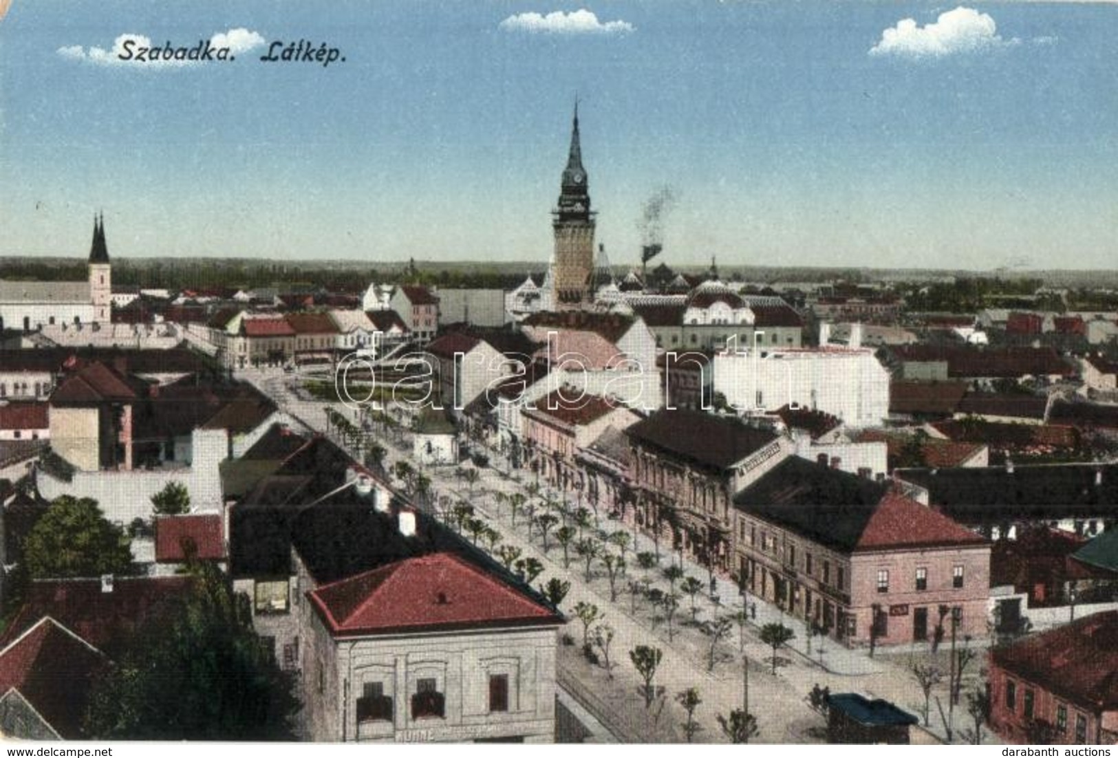 ** T2 Szabadka, Subotica; Látkép, Városháza, Templom. Kiadja Lipsitz / General View, Town Hall, Church, Street - Ohne Zuordnung