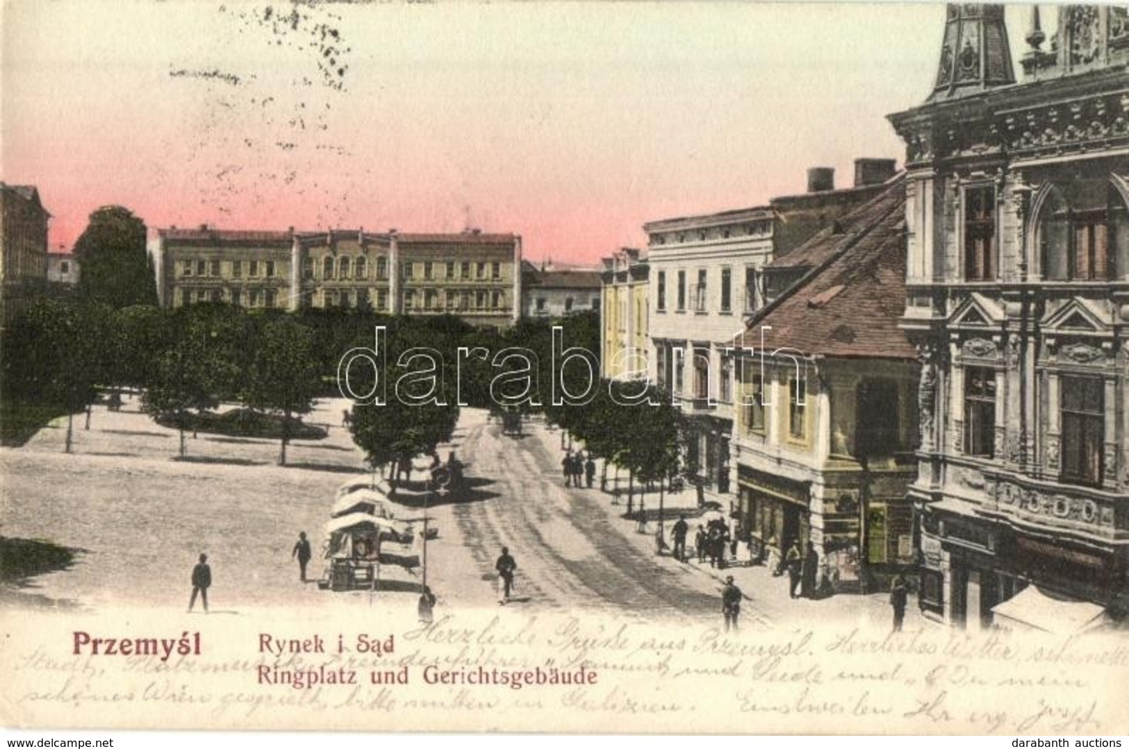 T2/T3 1904 Przemysl, Rynek I Sad / Ringplatz Und Gerichtsgebäude / Square, Market Vendors, Shops, Court (EK) - Non Classés