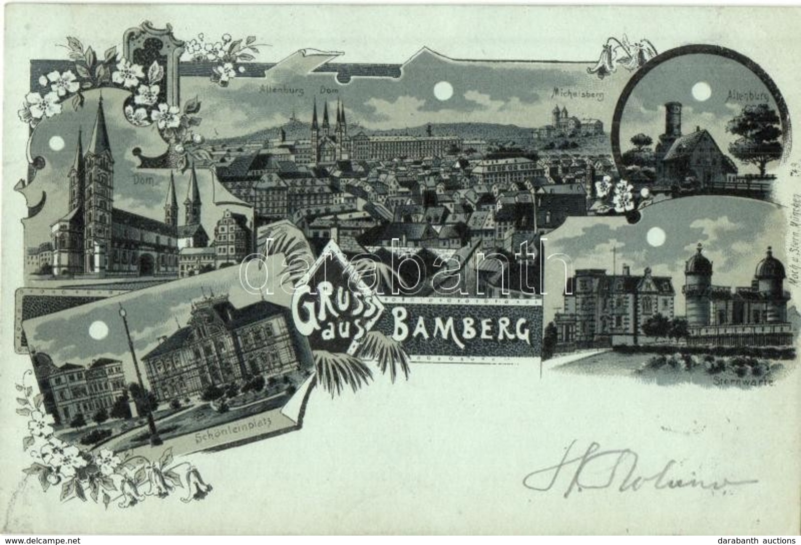 T2 1898 Bamberg, Schönleinplatz, Sternwarte, Michelsberg, Altenburg, Dom / Square, Look Out Tower, Castle, Church. Flora - Sin Clasificación