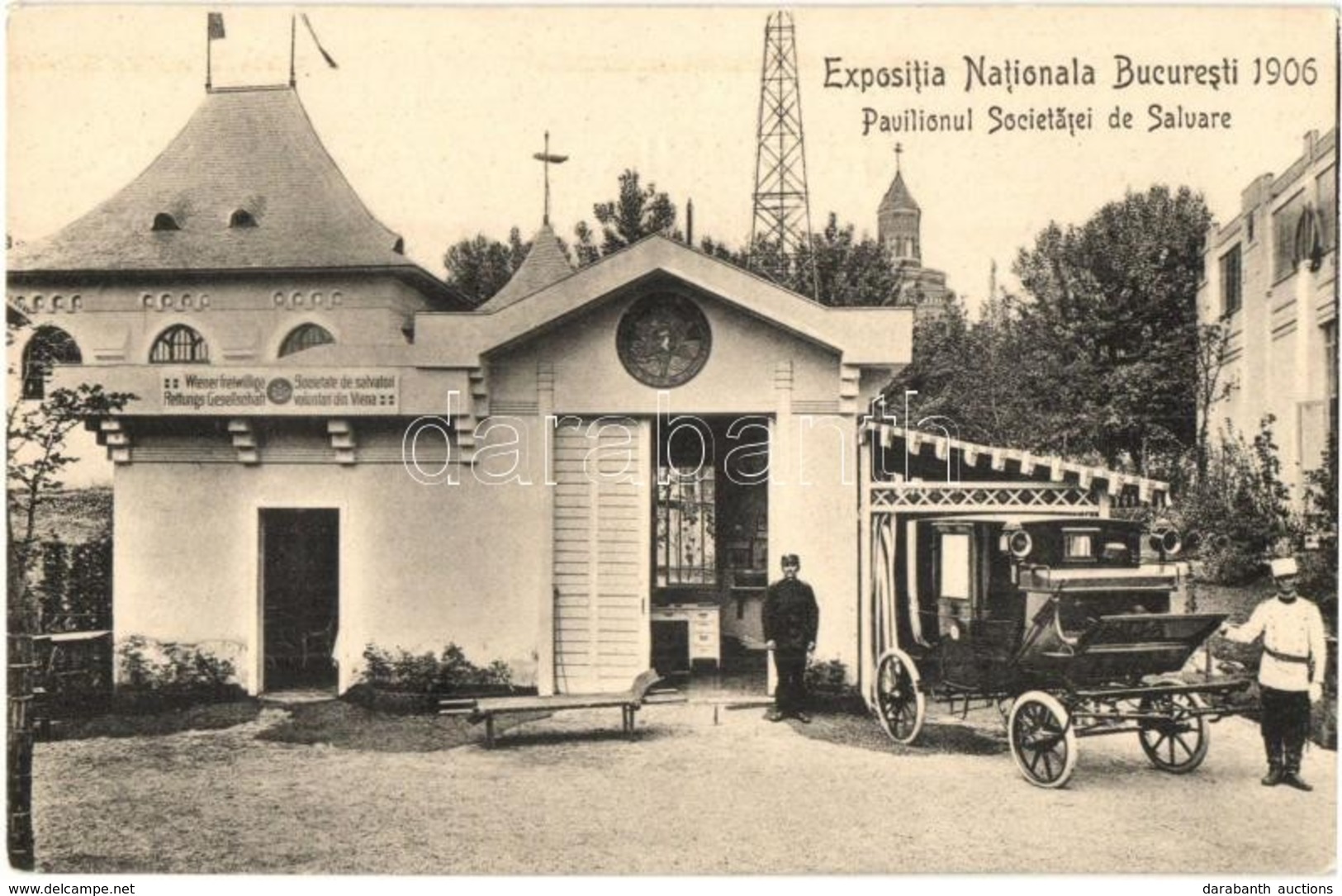 ** T1/T2 1906 Bucharest, Bucuresti; Expositia, Pavilionul Societatei De Salvare / Wiener Freiwillige Rettungs-Gesellscha - Sin Clasificación
