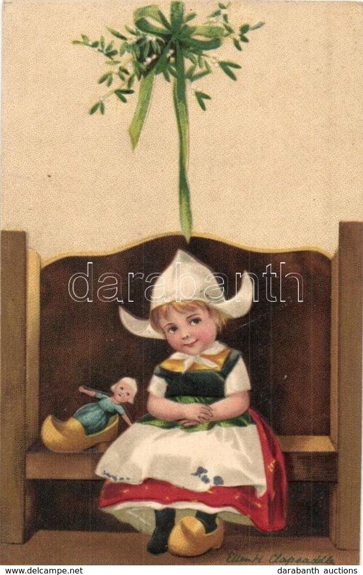 T2 Little Girl In Dutch Folk Costume. Litho S: Ellen Clapsaddle - Sin Clasificación