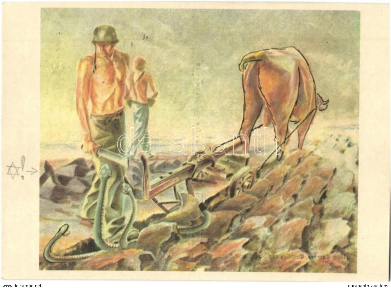 ** T1 WWII German Anti-Semitist Art Postcard With Jewish Snakes, Judaica - Non Classés