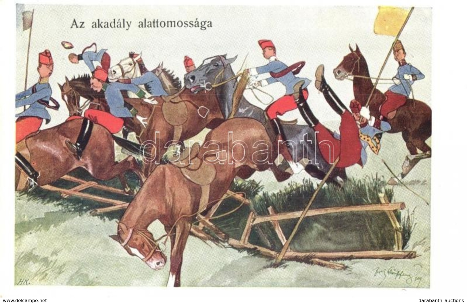 * T2 Az Akadály Alattomossága / Austro-Hungarian K.u.K. Military Officers Art Postcard. B.K.W.I. 879-1. S: Schönpflug - Non Classés