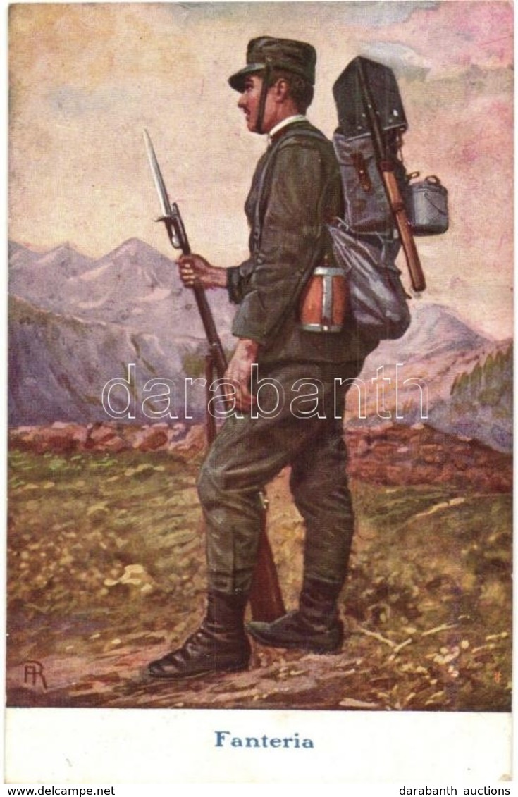 ** T2 Fanteria / WWI Italian Military Infantry Art Postcard, Artist Signed - Sin Clasificación