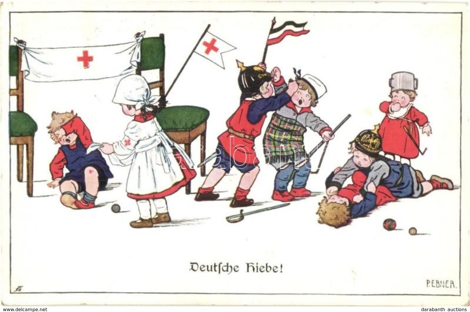 T2/T3 Deutsche Hiebe! / WWI German Military Humour, Mocking, Children. M. Munk Nr. 944. S: Pauli Ebner (EK) - Sin Clasificación