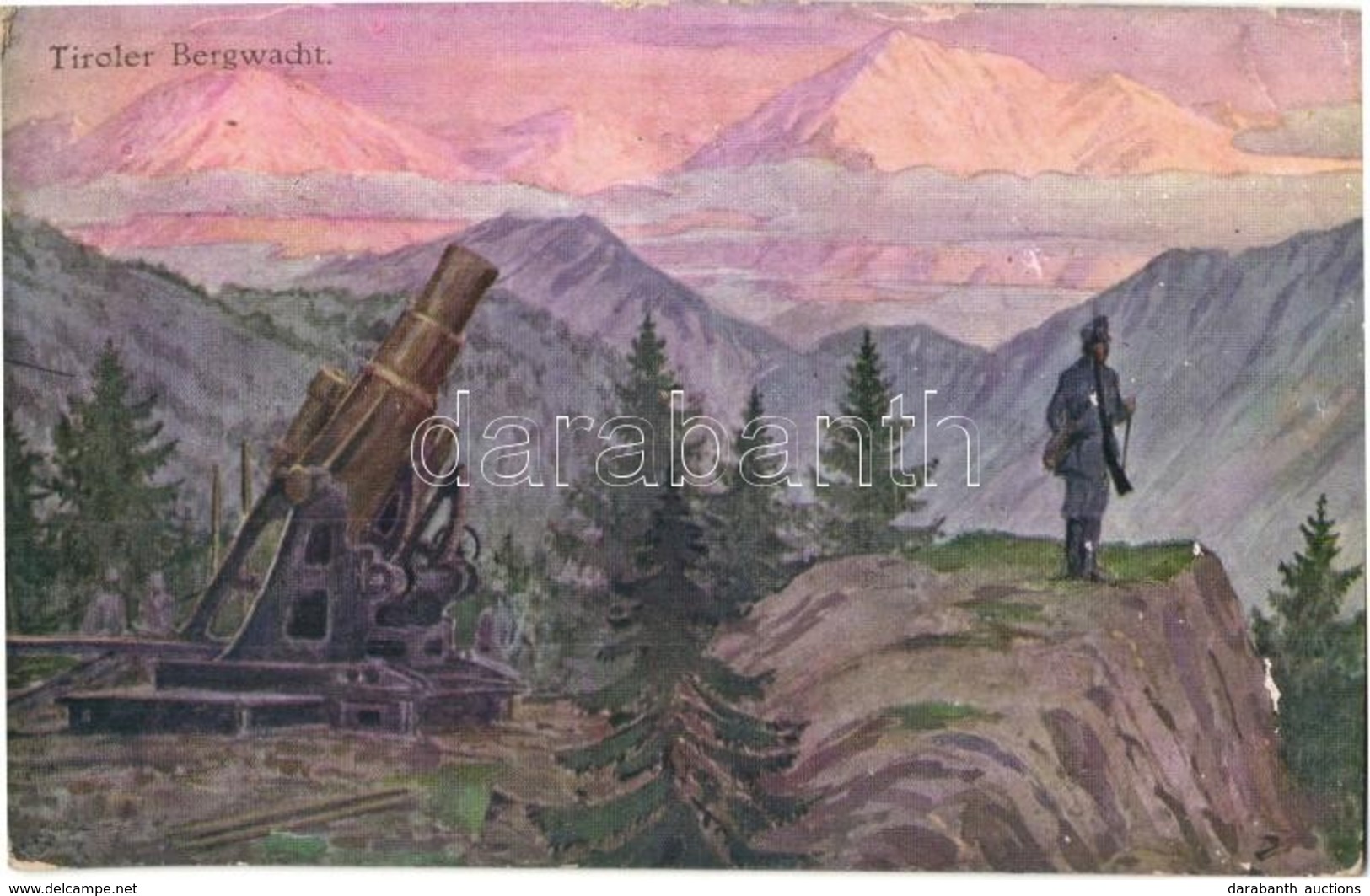 T3 1915 Tiroler Bergwacht / WWI Austro-Hungarian K.u.K. Military Art Postcard, Mountain Guard With Cannon. B.K.W.I. 259- - Sin Clasificación