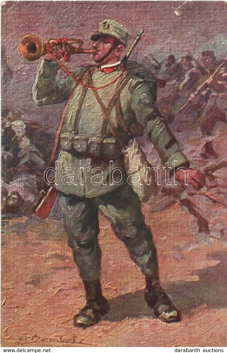 ** T2/T3 WWI Italian Military Art Postcard, Artist Signed. Sacchetti E C. 400-13. (EK) - Sin Clasificación