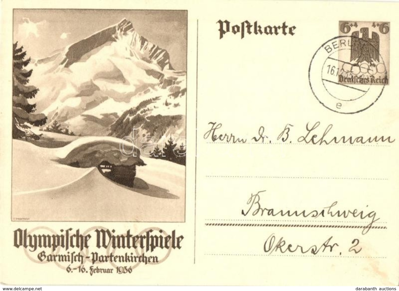 T2 1936 Olympische Winterspiele Garmisch-Partenkirchen / Winter Olympics In Garmisch-Partenkirchen; 6+4 Ga. S: Diebitsch - Non Classés