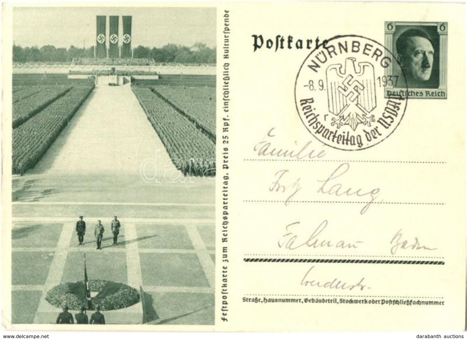 T2/T3 Feldpostkarte Zum Reichsparteitag / NSDAP German Nazi Party Propaganda, Swastika; 6 Ga. Adolf Hitler + 1937 Reichs - Sin Clasificación