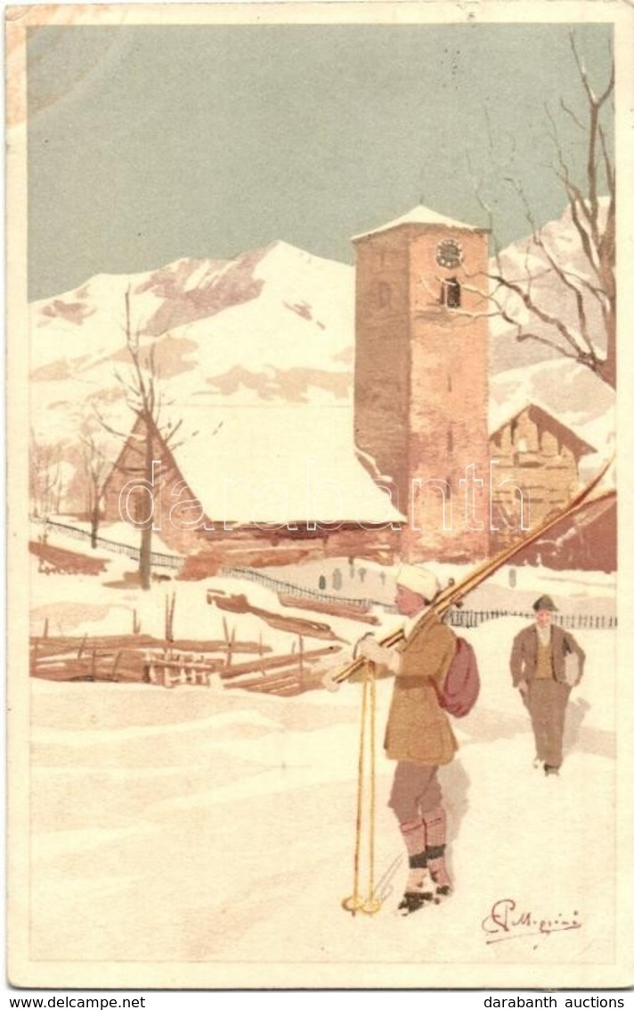 T2 1916 Skiing, Winter Sport. Vouga & Cie. No. A. 2. Litho S: Pellegrini - Zonder Classificatie