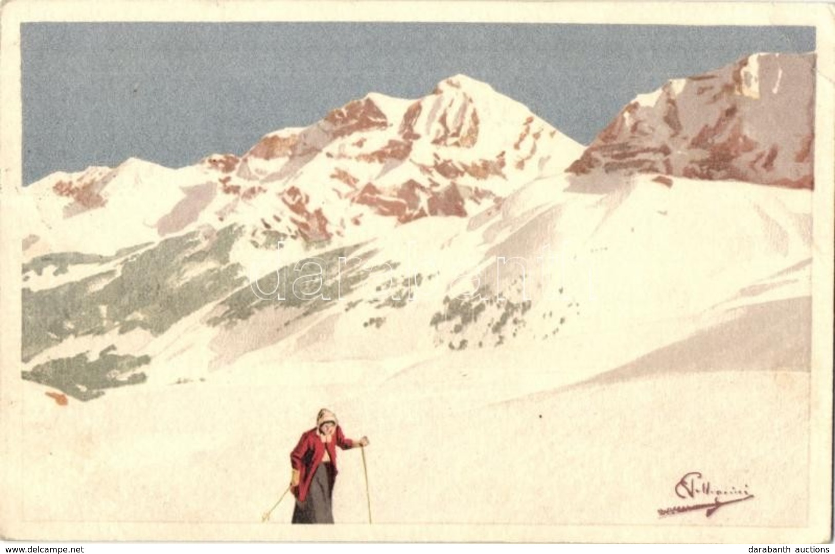 T2/T3 1916 Skiing, Winter Sport. Vouga & Cie. No. A. 16. Litho S: Pellegrini (EK) - Non Classés