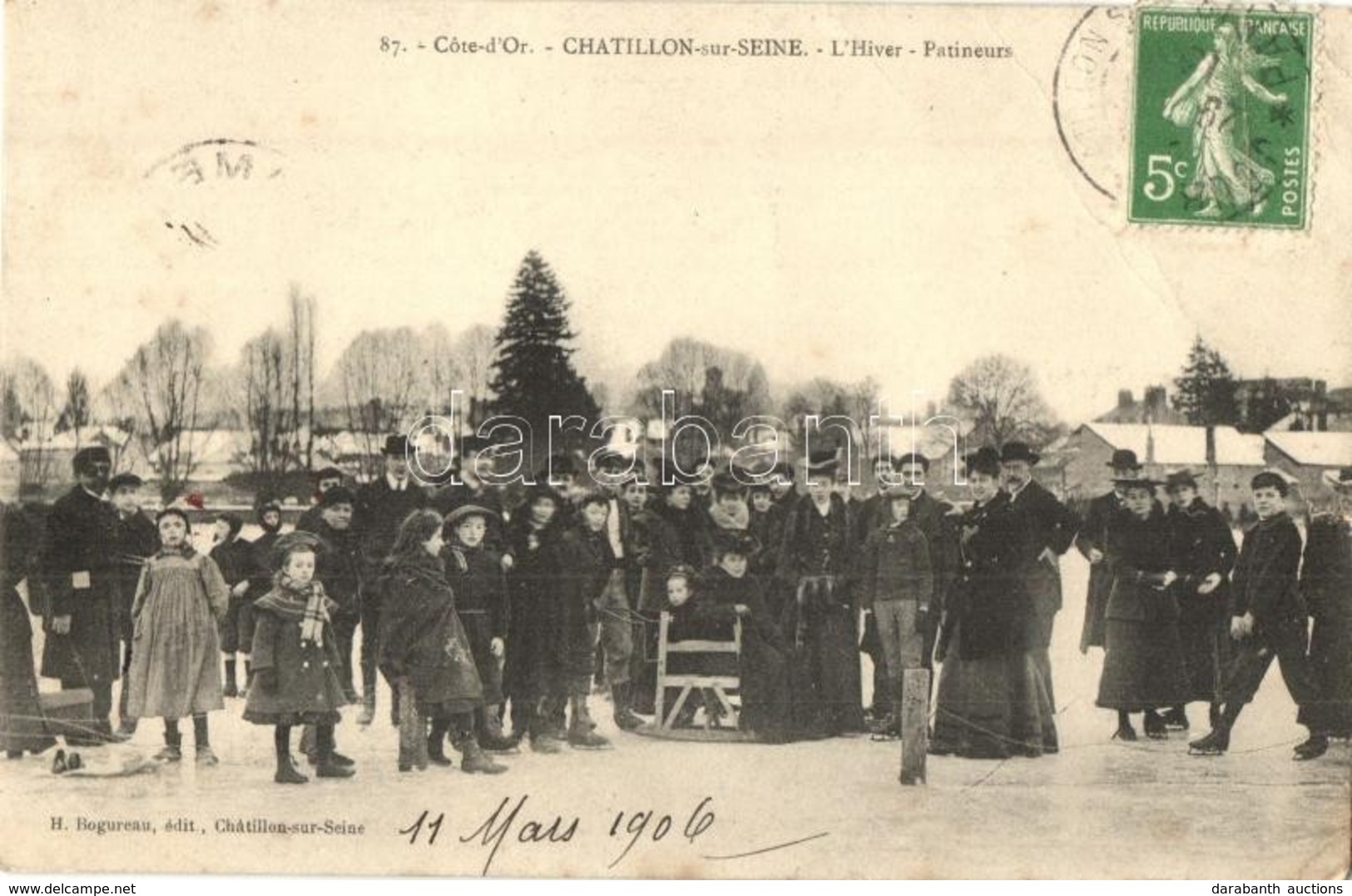 T3 1906 Cote D'Or, Chatillon-sur-Seine, L'Hiver, Patineurs / Winter Sport, Ice Skating People. TCV Card  (EB) - Sin Clasificación