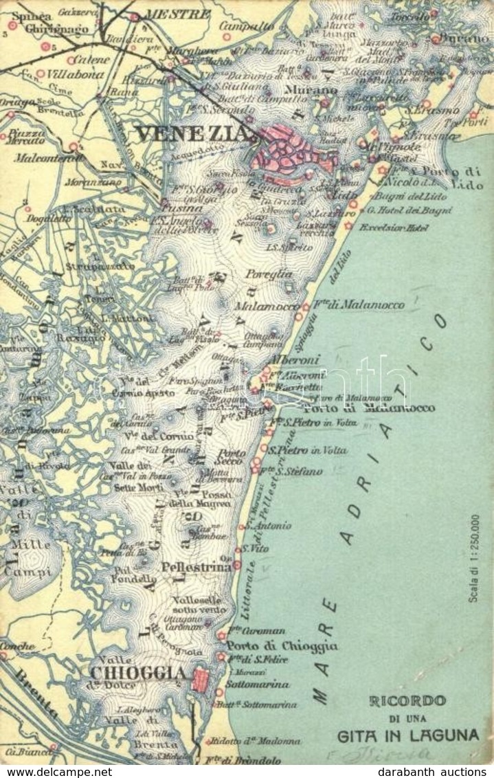 ** T2/T3 Ricordo Di Una Gita In Laguna Di Venezia / Venetian Lagoon Map (EK) - Non Classificati