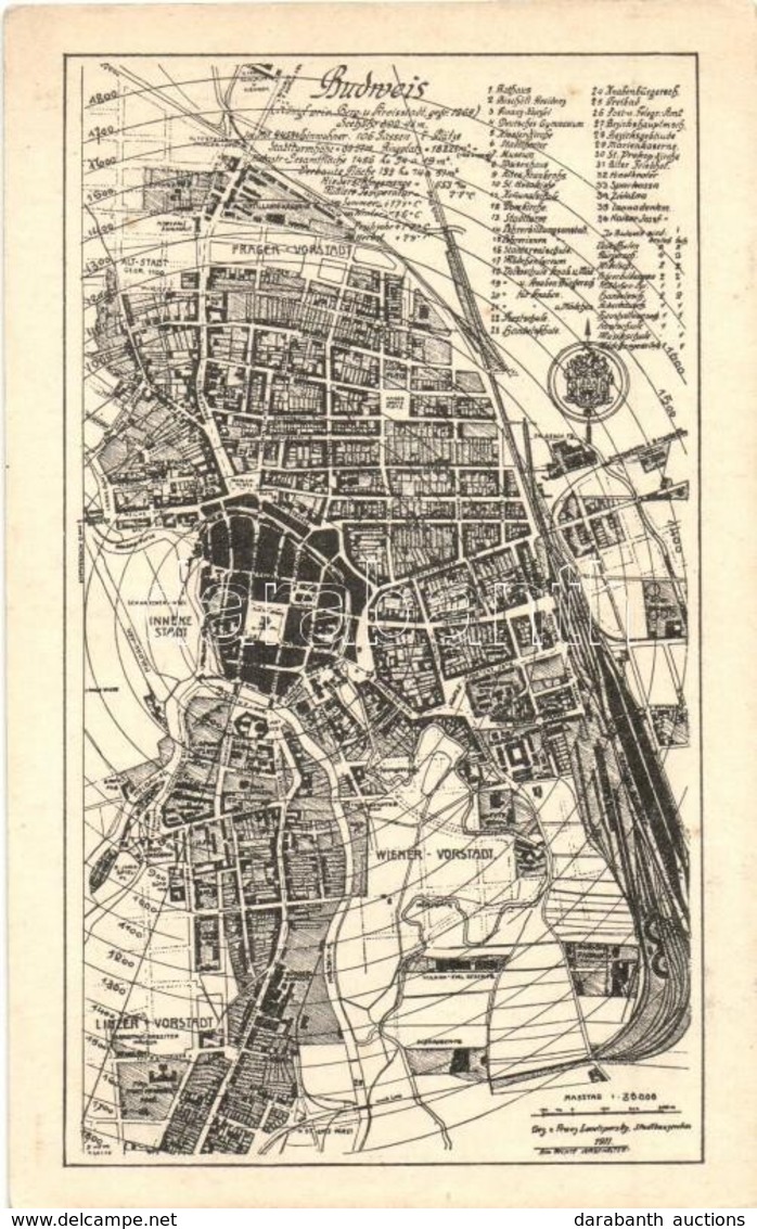 ** T2 Budweis / Ceské Budejovice Map With Main Attractions - Sin Clasificación