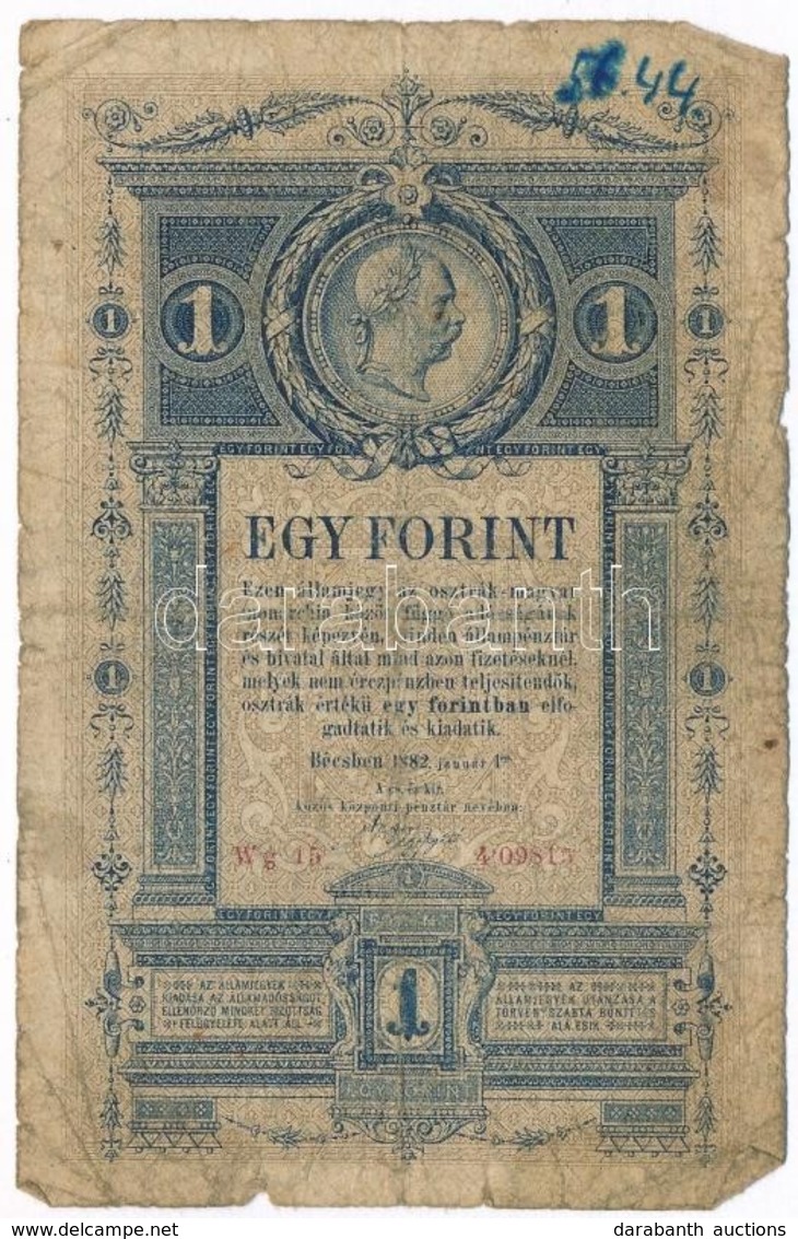 1882. 1Ft / 1G T:III-  
Hungary 1882. 1 Forint / 1 Gulden C:VG
Adamo G125 - Sin Clasificación