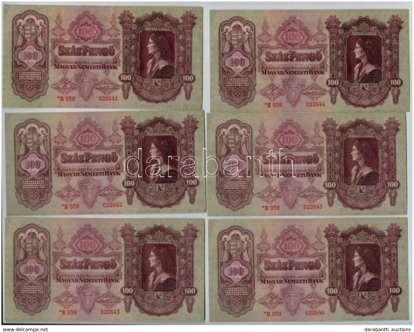 1930. 100P (13x) Sorszámkövetők, Csillagos Sorszám T:I,I- - Non Classés