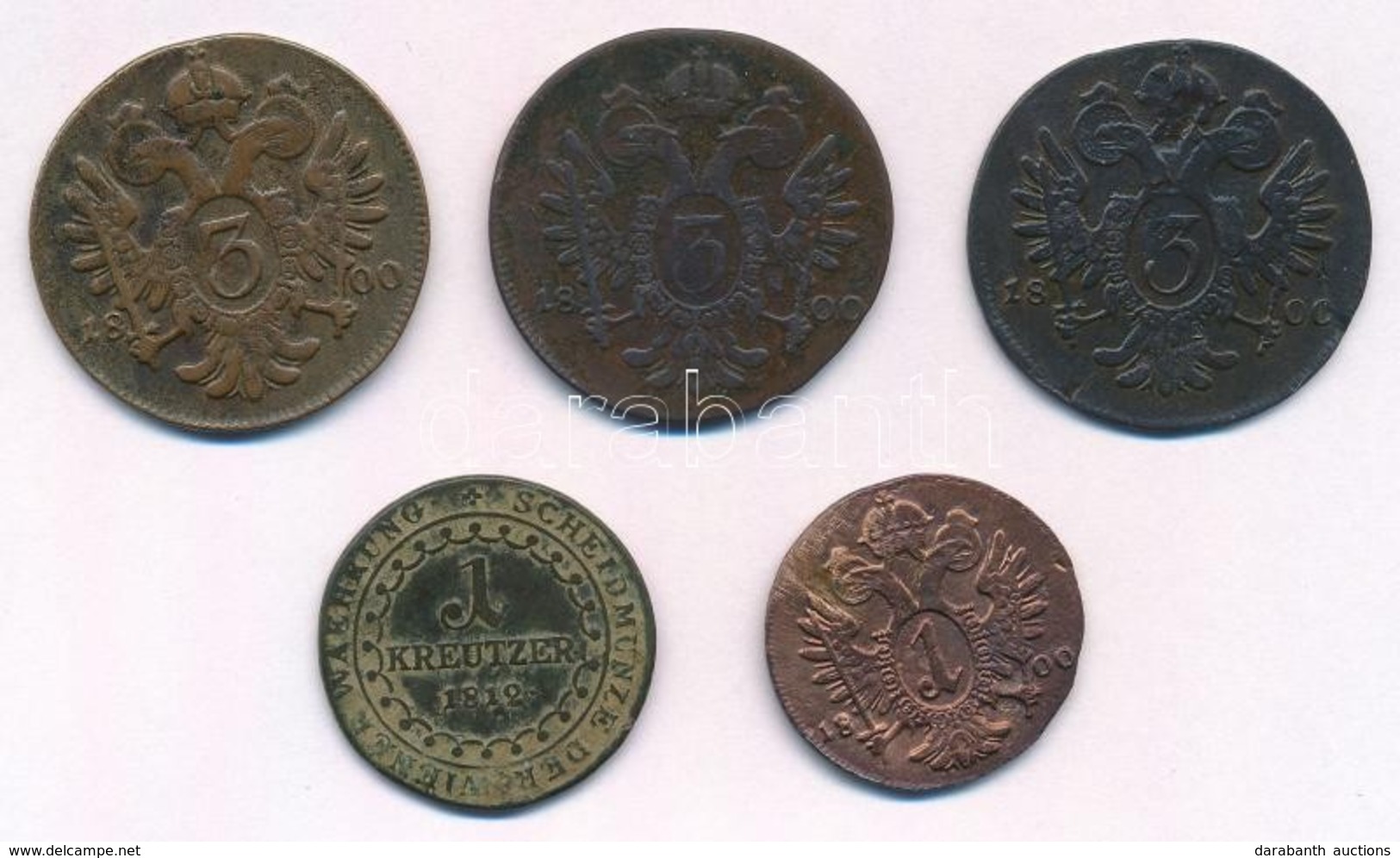 1800S 1kr Cu + 1800. 3kr Cu (3x) 'E' és 'S' Verdejelek + 1812B 1kr Cu T:2-3 - Ohne Zuordnung