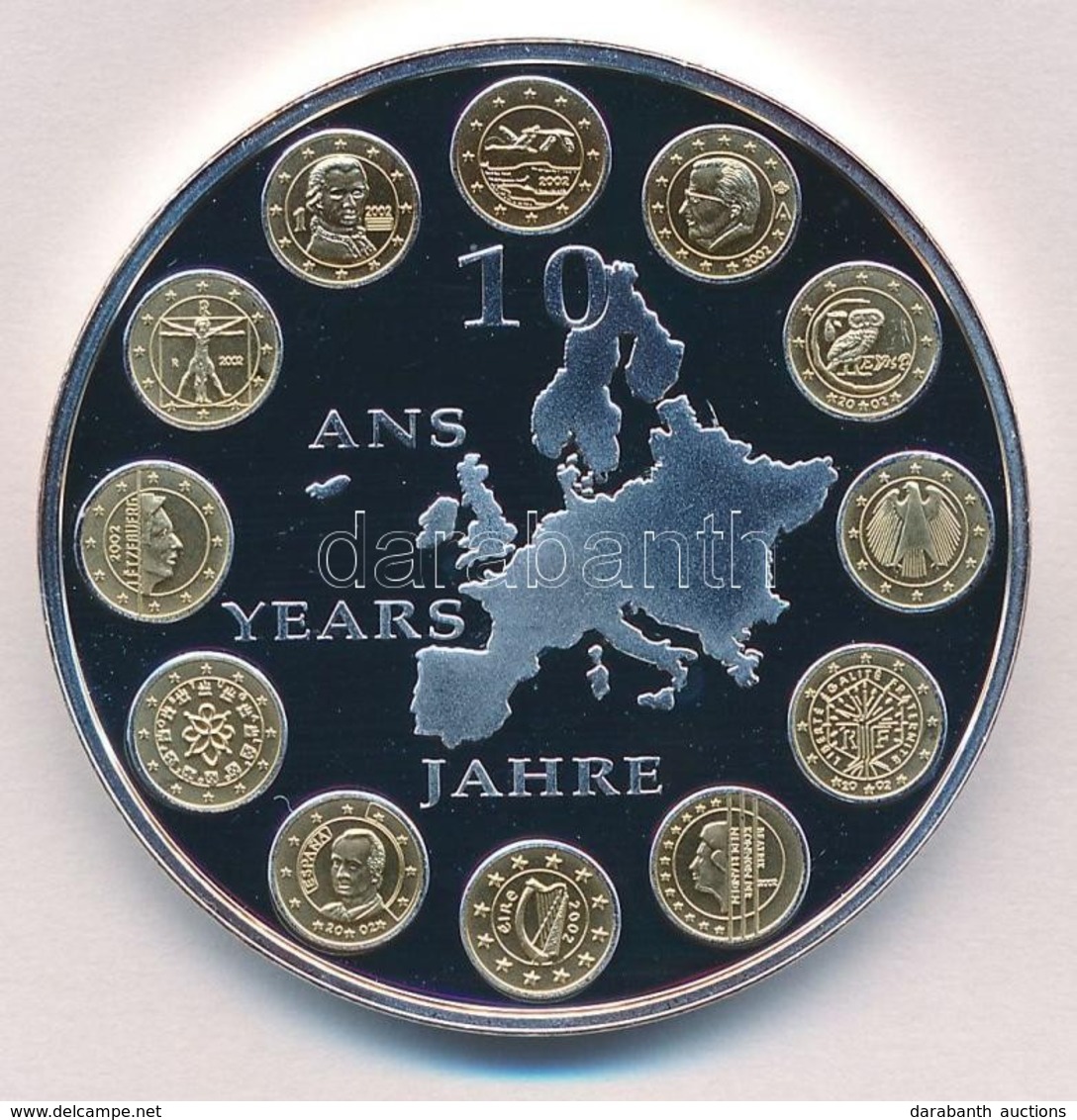 2012. '10 éves Az Euro' Ezüstözött, Aranyozott Fém Emlékérem (40mm) T:PP 
2012. 'Euro 10 Years' Gilt, Silver-plated Comm - Sin Clasificación