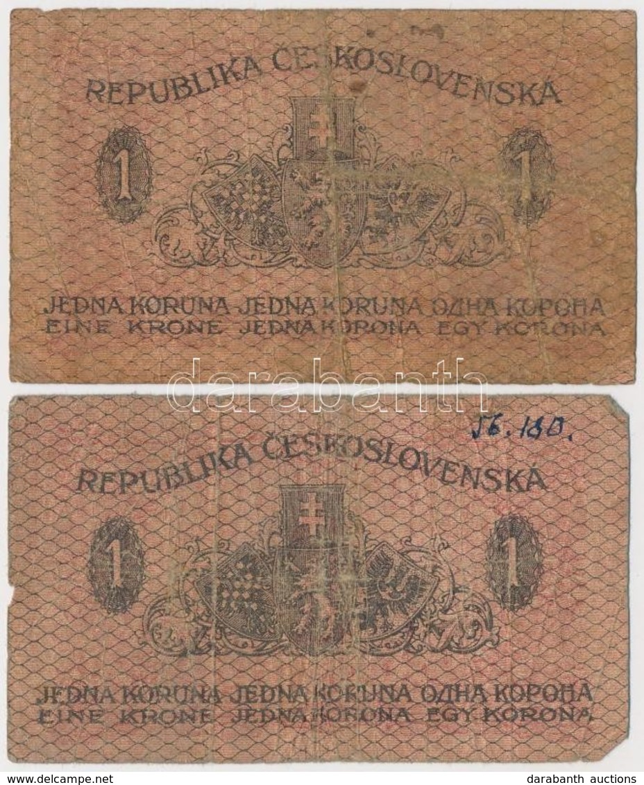 Csehszlovákia 1919. 1K (2x) T:III,III- 
Czechoslovakia 1919. 1 Koruna (2x) C:F,VG
Krause 6.a - Unclassified