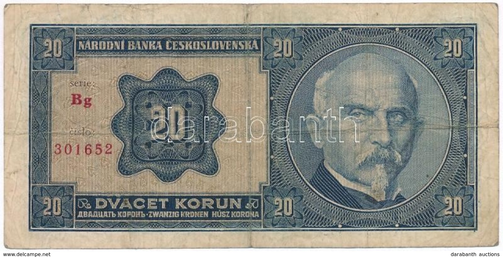 Csehszlovákia 1925. 20K T:III
Czechoslovakia 1925. 20 Korun C:F
Krause 21.a - Unclassified