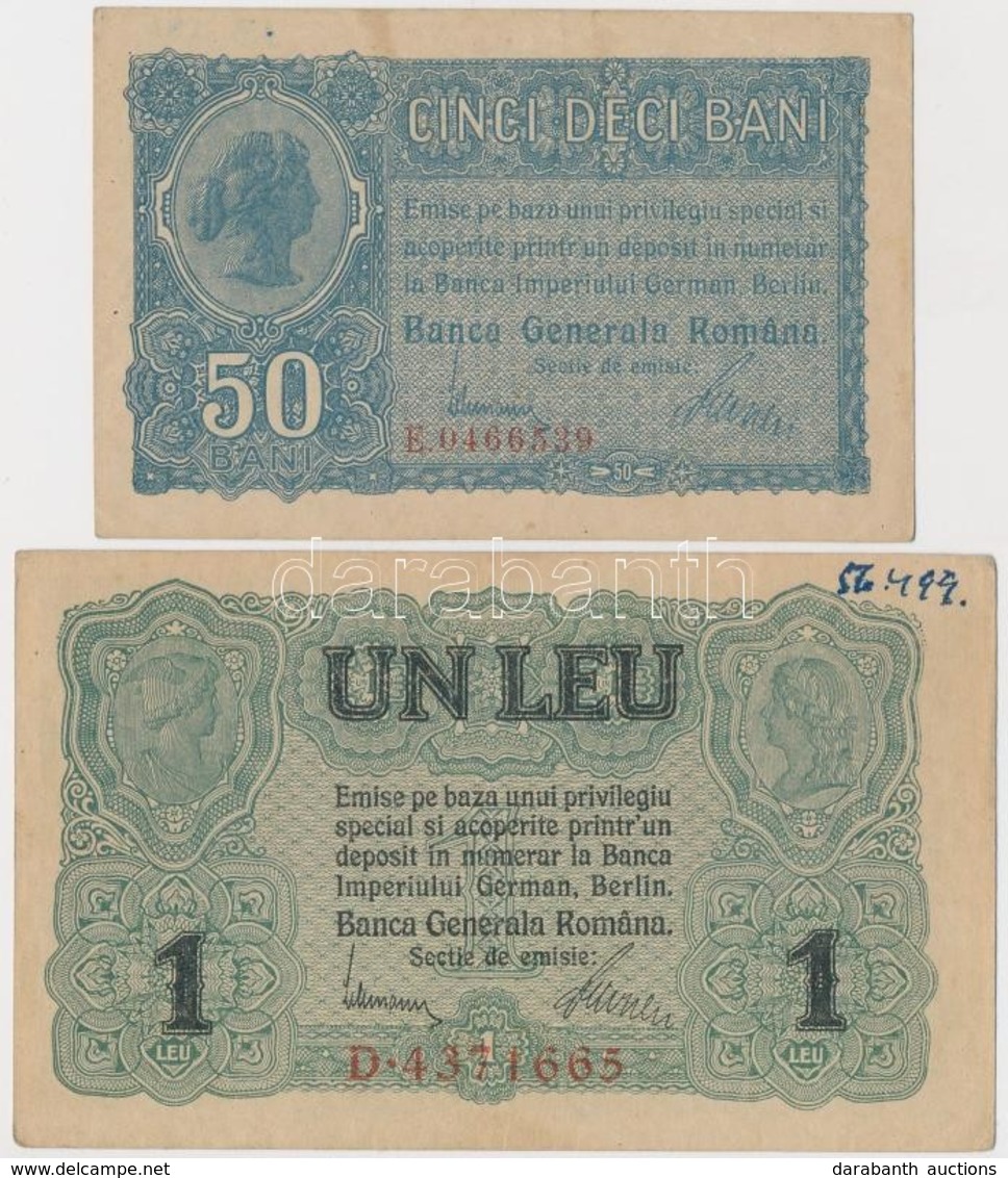 Románia / Német Megszállás 1917. 50b + 1L T:I-,III Szép Papír
Romania / German Occupation 1917. 50 Bani +  Lei C:AU,F Fi - Sin Clasificación