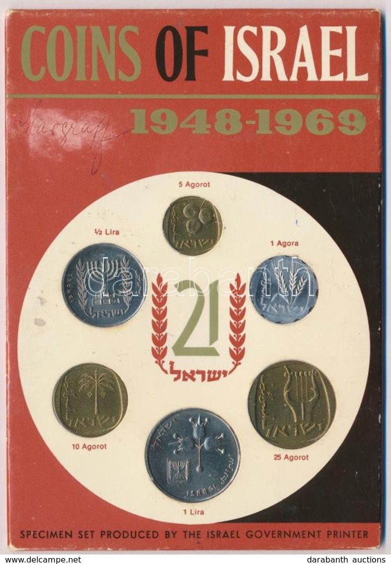 Izrael 1969. 1a-1L (6xklf) '21. évforduló 1948-1969' Forgalmi Sor Karton Dísztokban T:1,1- 
Israel 1969. 1 Agora - 1 Lir - Sin Clasificación