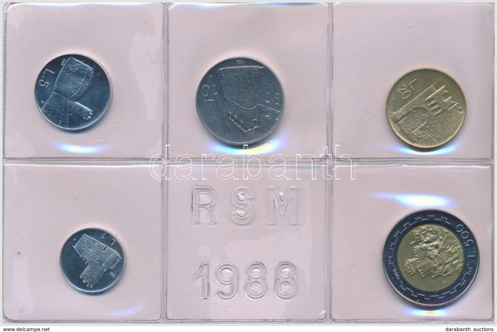 San Marino 1988. 1L-1000L (10xklf) Forgalmi Sor, Dísztokban, Tanúsítvánnyal, Közte 1988. 1000L Ag 'Erődítmény' T:1
San M - Sin Clasificación