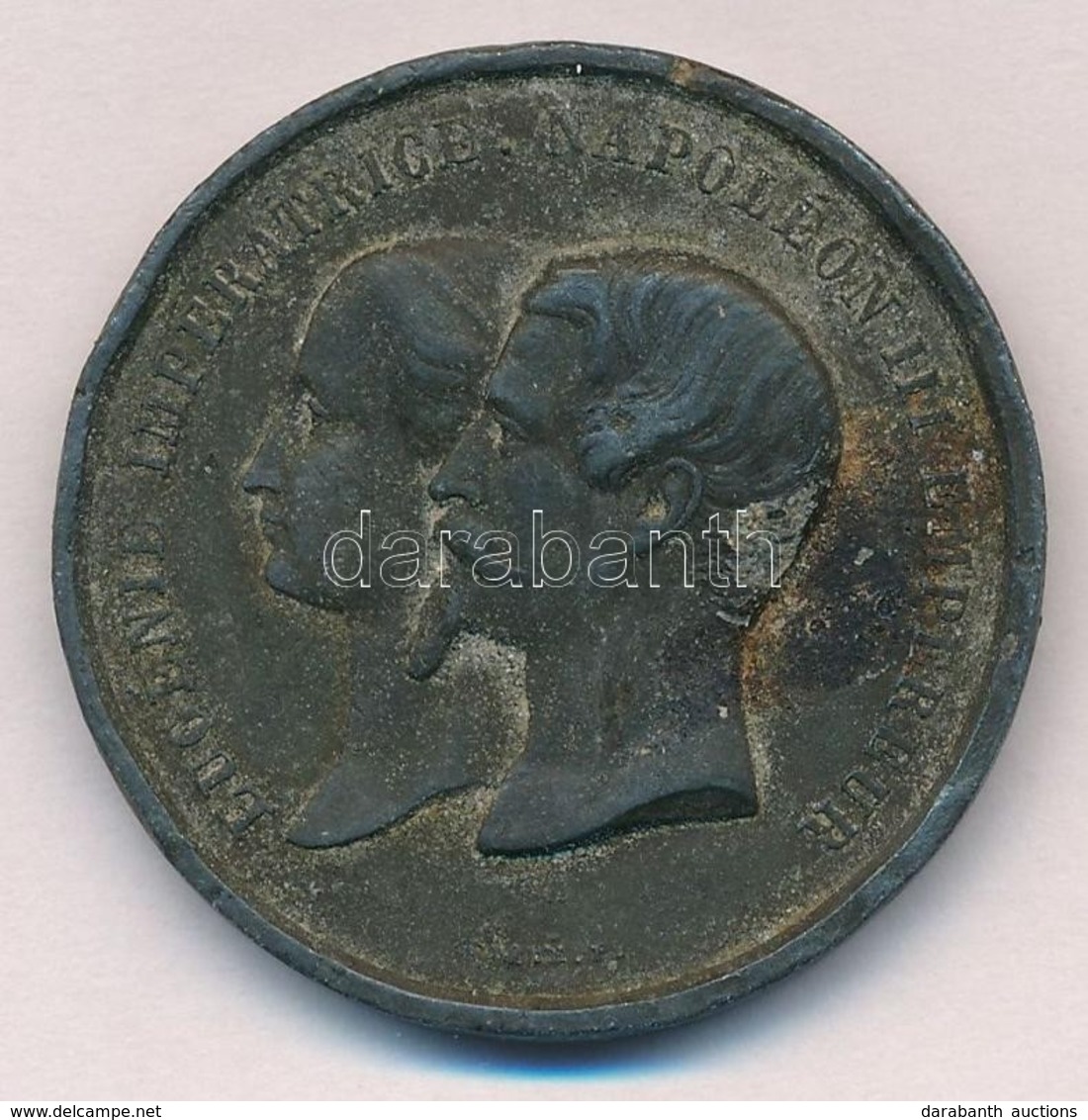 Franciaország / Második Császárság ~1860. 'Eugénia és III. Napóleon' Fém Emlékérem (37mm) T:2- Ph.
France / Second Empir - Unclassified