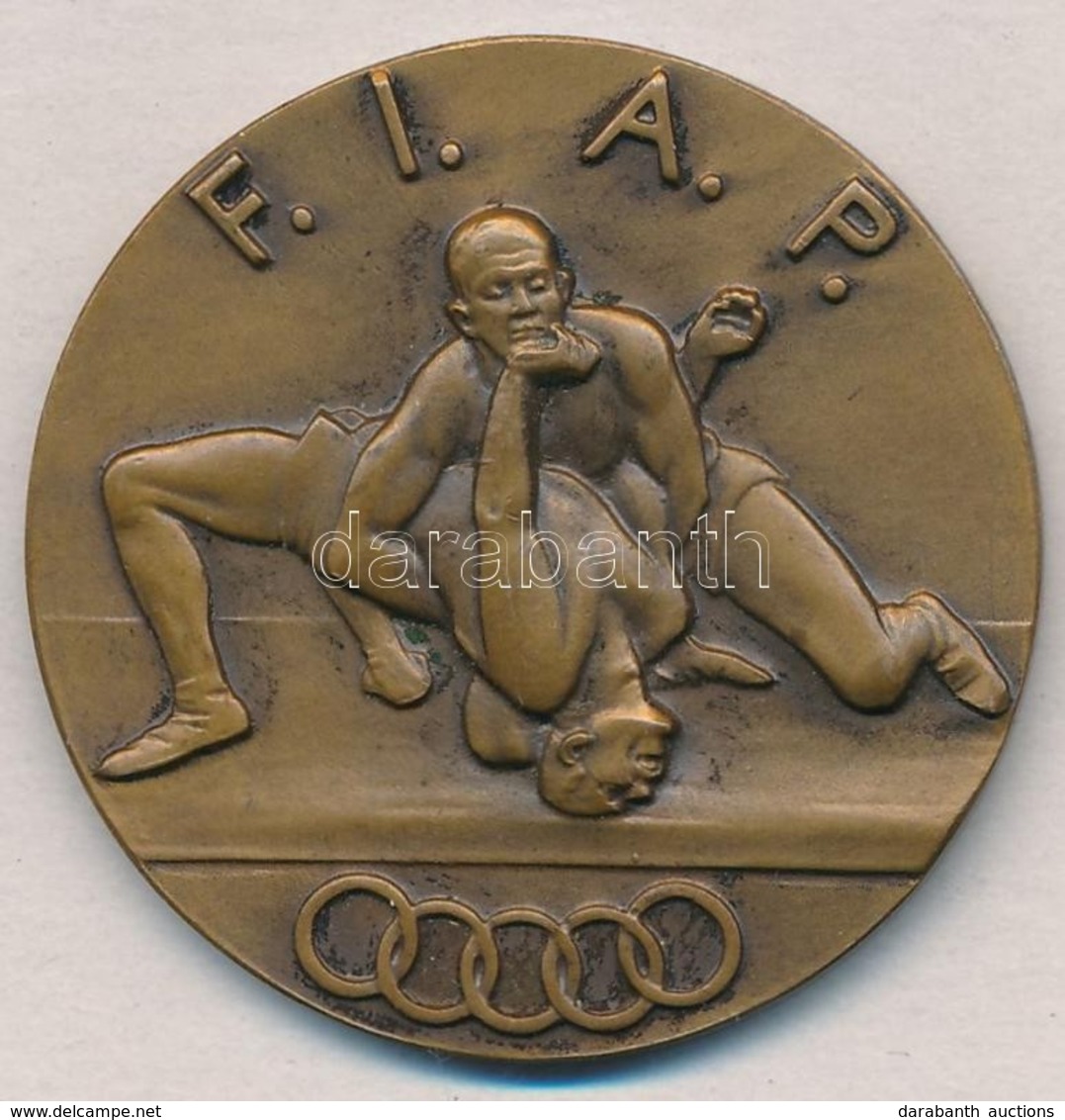 Olaszország  DN 'F.I.A.P.' Br Birkózó érem (38mm) T:1-,2 
Italy ND 'F.I.A.P.' Br Wrestler Medal (38mm) C:AU,XF - Non Classés