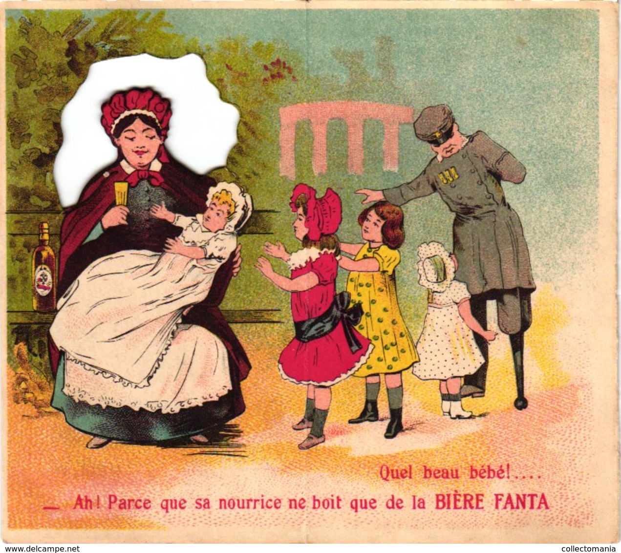 1 Carte Pliante BIERE Fanta Bières De Table Paris Nourrice Bébé Lithographie - Advertising