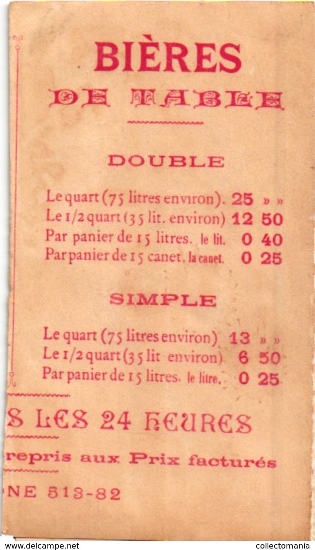 1 Carte Pliante BIERE Fanta Bières De Table Paris Nourrice Bébé Lithographie - Publicité