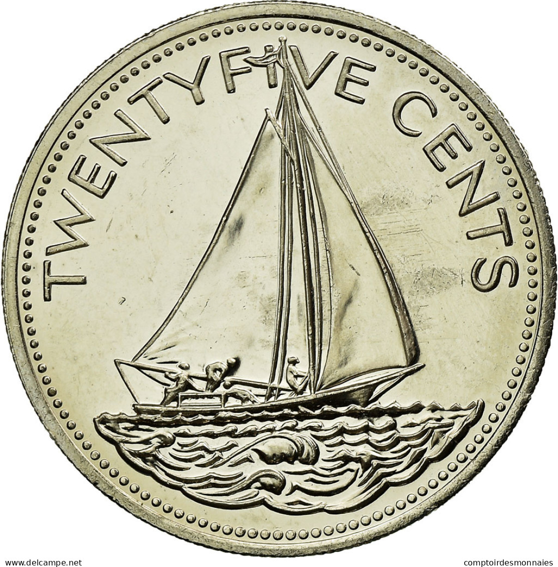 Monnaie, Bahamas, Elizabeth II, 25 Cents, 2005, Franklin Mint, SUP - Bahamas