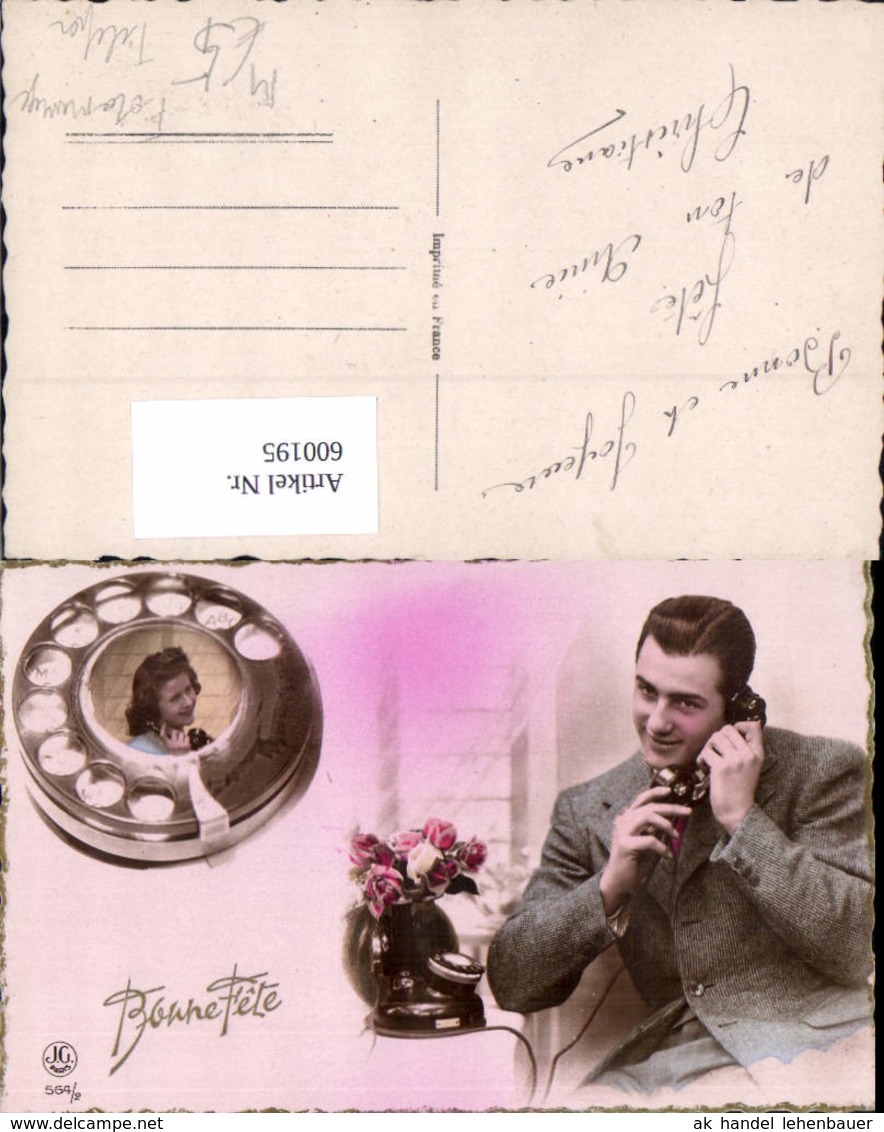 600195,Fotomontage Telefon W&auml;hlscheibe Paar Rosen Blumen Pub J. G. Paris 564/2 - Sonstige & Ohne Zuordnung