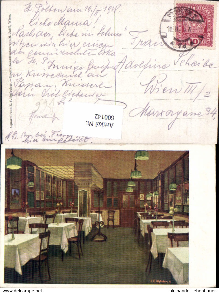 600142,K&uuml;nstler Ak E. F. Hofecker Kaffee Restaurant Einrichtung Interieur Pub M. Jaff - Sonstige & Ohne Zuordnung