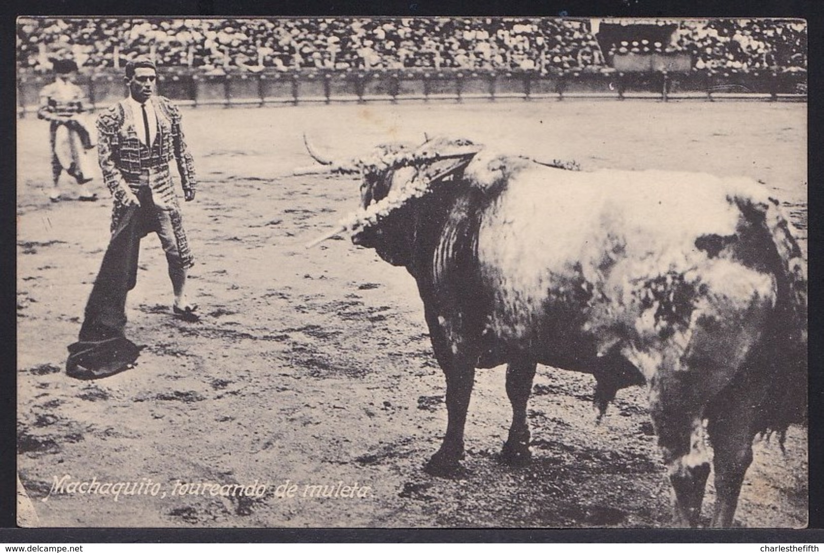 CPA PORTUGAISE - PORTUGAL * MACHAQUITO TOUREANDO DE MULETA  -Troisième Calife De La Tauromachie  * VOIR 2 SCANS - Stierkampf