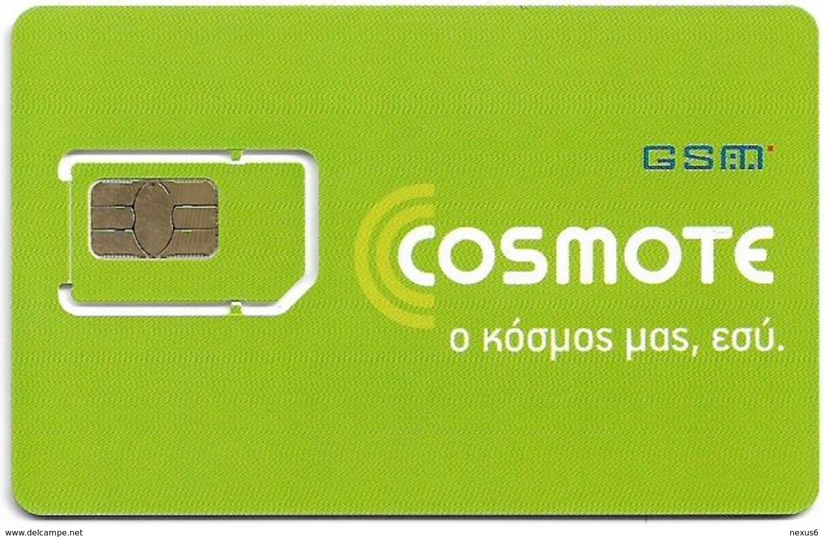 Greece - Cosmote Plain Green Type 3B GSM Sim, (Different Back Text) Mint - Greece