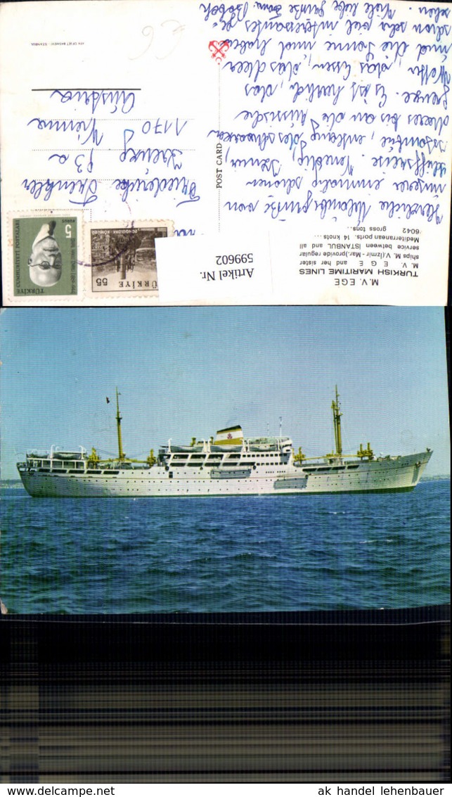 599602,Schiff Hochseeschiff M.V. EGE Turkish Maritime Lines Dampfer - Handel